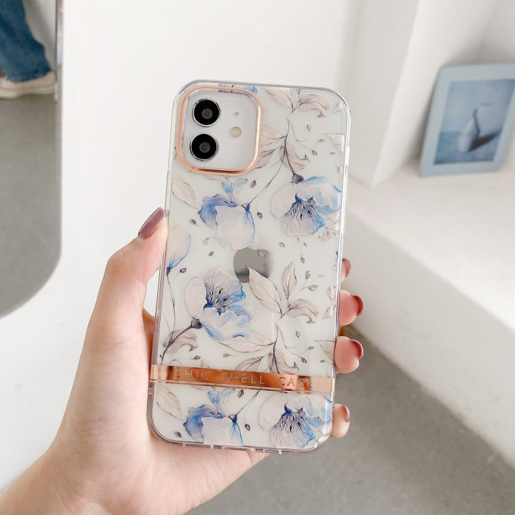 For iPhone 11 Pro Max High Translucent Electroplating Flower Pattern TPU + PC Shockproof Case
