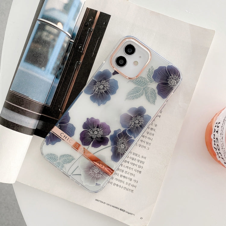 For iPhone 11 Pro Max High Translucent Electroplating Flower Pattern TPU + PC Shockproof Case