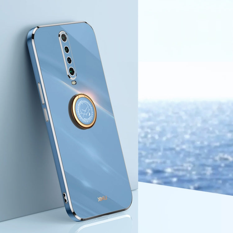 For Xiaomi Redmi K30 XINLI Straight 6D Plating Gold Edge TPU Shockproof Case with Ring Holder