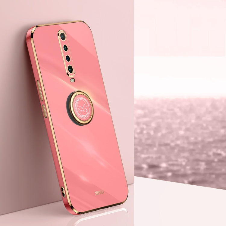 For Xiaomi Redmi K30 XINLI Straight 6D Plating Gold Edge TPU Shockproof Case with Ring Holder