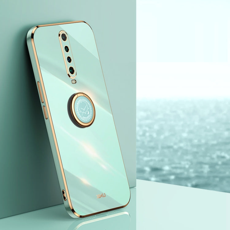 For Xiaomi Redmi K30 XINLI Straight 6D Plating Gold Edge TPU Shockproof Case with Ring Holder