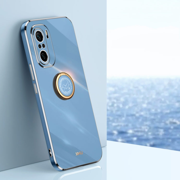 For Xiaomi Redmi K40 XINLI Straight 6D Plating Gold Edge TPU Shockproof Case with Ring Holder