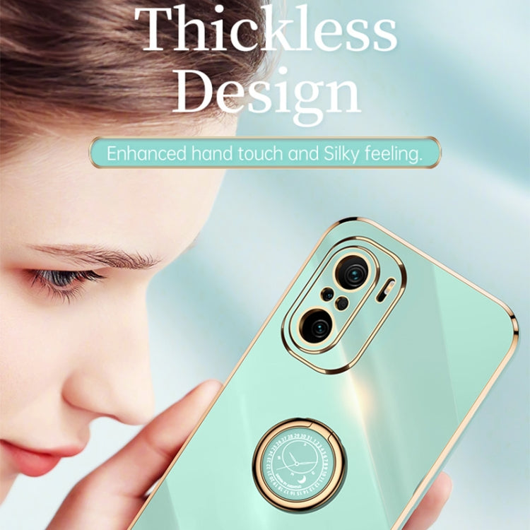 For Xiaomi Redmi K40 XINLI Straight 6D Plating Gold Edge TPU Shockproof Case with Ring Holder