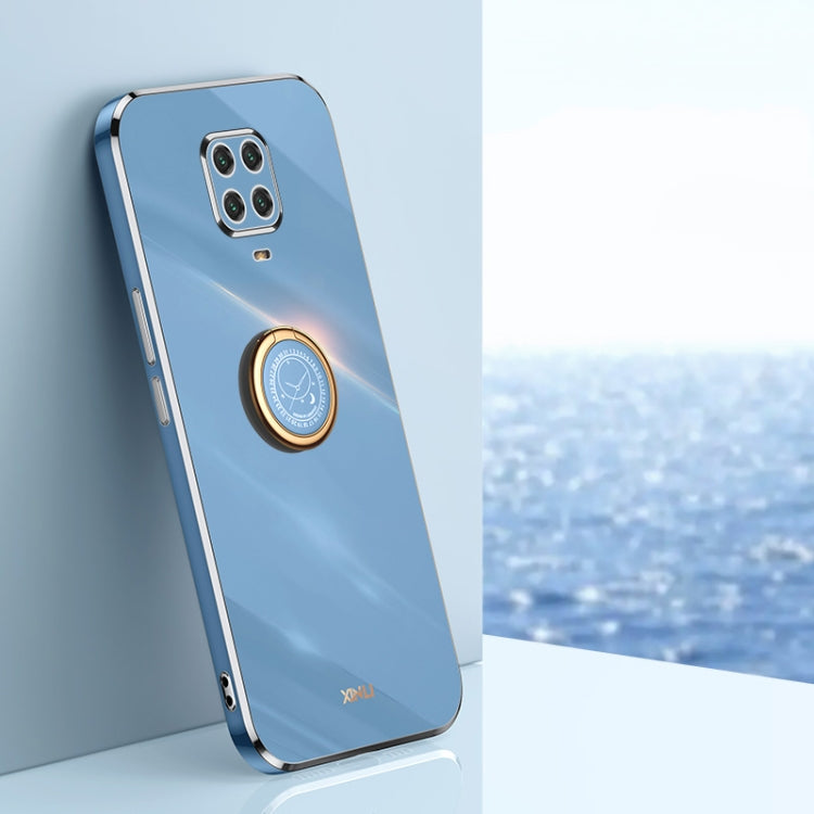 For Xiaomi Redmi Note 9S XINLI Straight 6D Plating Gold Edge TPU Shockproof Case with Ring Holder