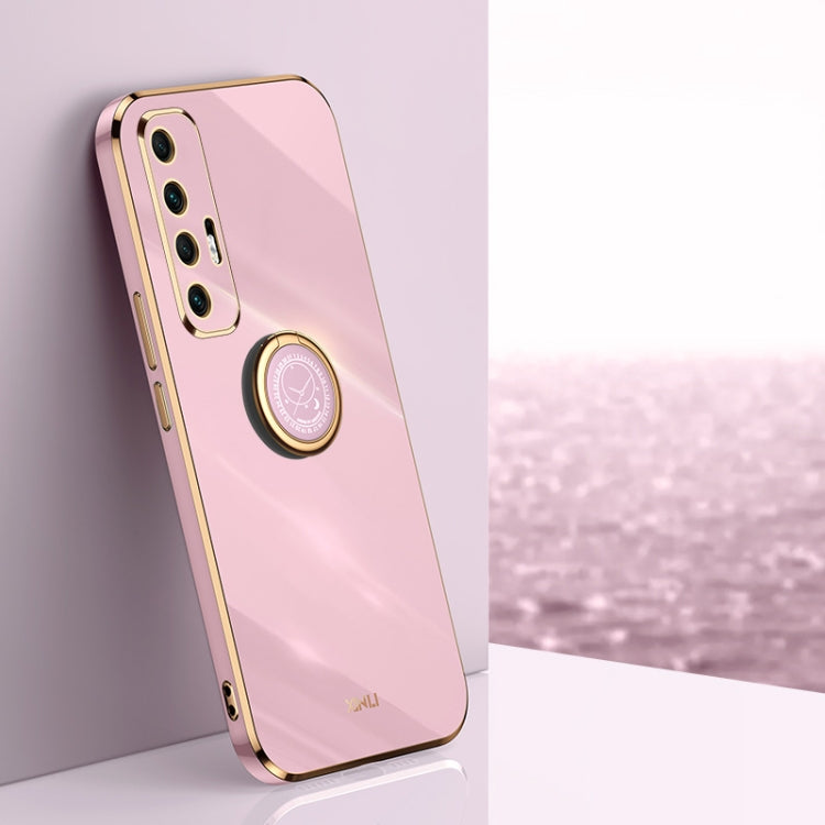 For Xiaomi Mi 10S XINLI Straight 6D Plating Gold Edge TPU Shockproof Case with Ring Holder