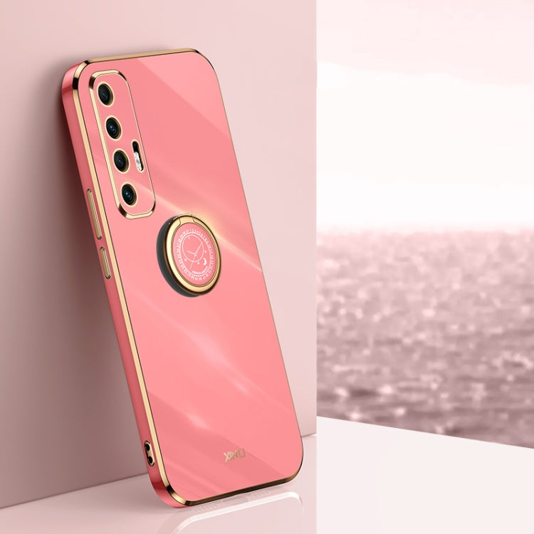 For Xiaomi Mi 10S XINLI Straight 6D Plating Gold Edge TPU Shockproof Case with Ring Holder