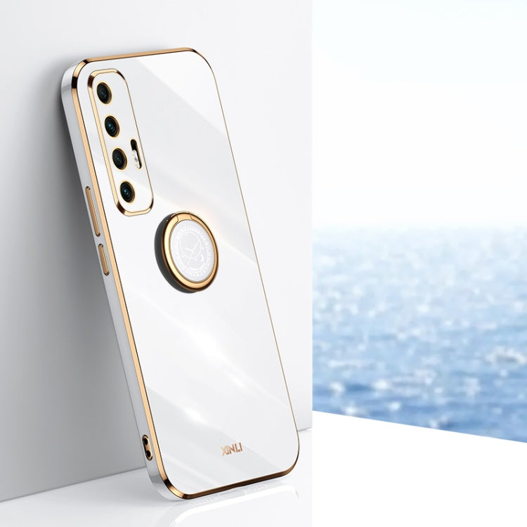 For Xiaomi Mi 10S XINLI Straight 6D Plating Gold Edge TPU Shockproof Case with Ring Holder