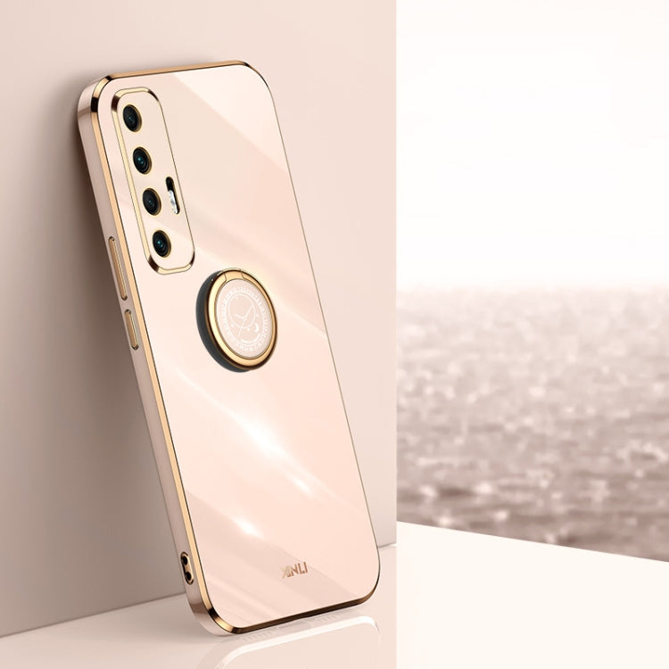 For Xiaomi Mi 10S XINLI Straight 6D Plating Gold Edge TPU Shockproof Case with Ring Holder