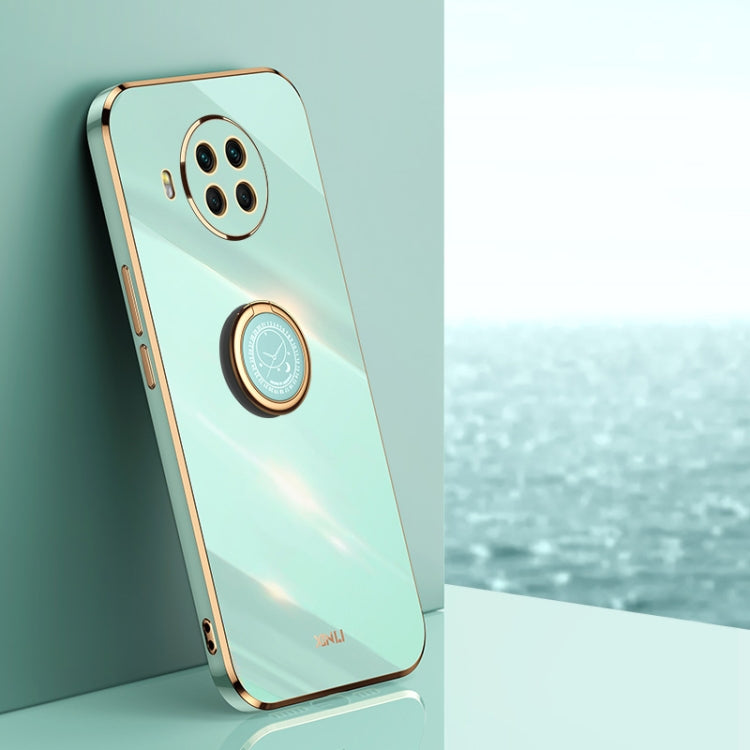 For Xiaomi Mi 10T Lite 5G XINLI Straight 6D Plating Gold Edge TPU Shockproof Case with Ring Holder