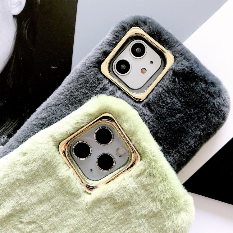 For iPhone 11 Solid Color Plush Phone Protect Case
