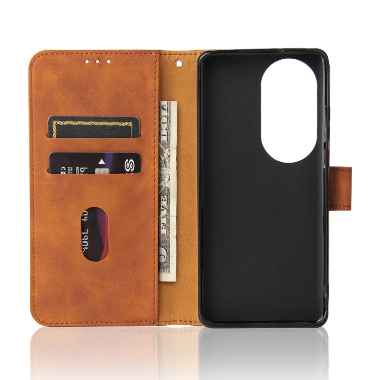 For Huawei P50 Solid Color Skin Feel Magnetic Buckle Horizontal Flip Calf Texture PU Leather Case with Holder & Card Slots & Wallet