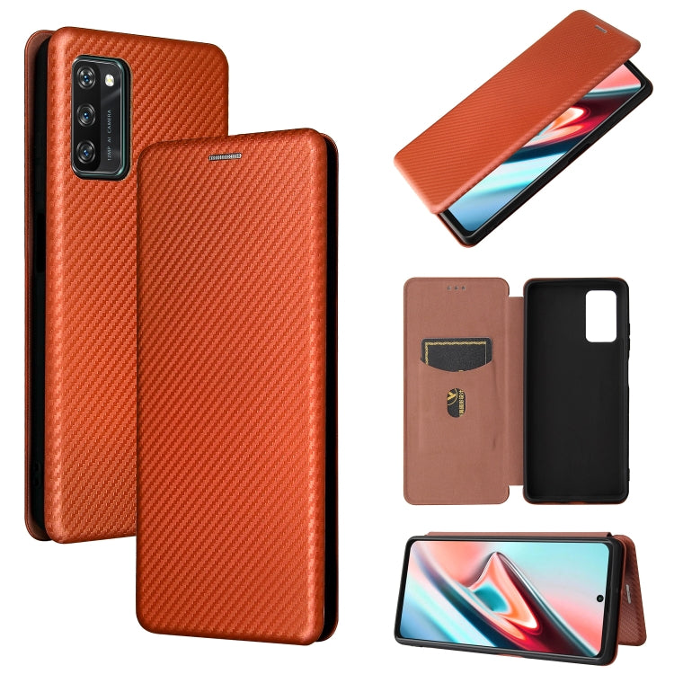 For Blackview A100 Carbon Fiber Texture Horizontal Flip TPU + PC + PU Leather Case with Card Slot