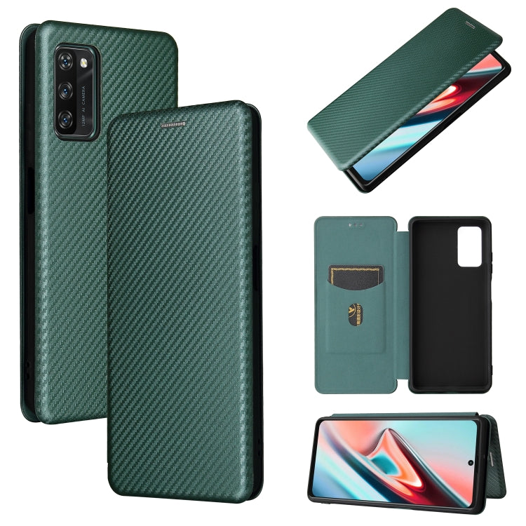 For Blackview A100 Carbon Fiber Texture Horizontal Flip TPU + PC + PU Leather Case with Card Slot