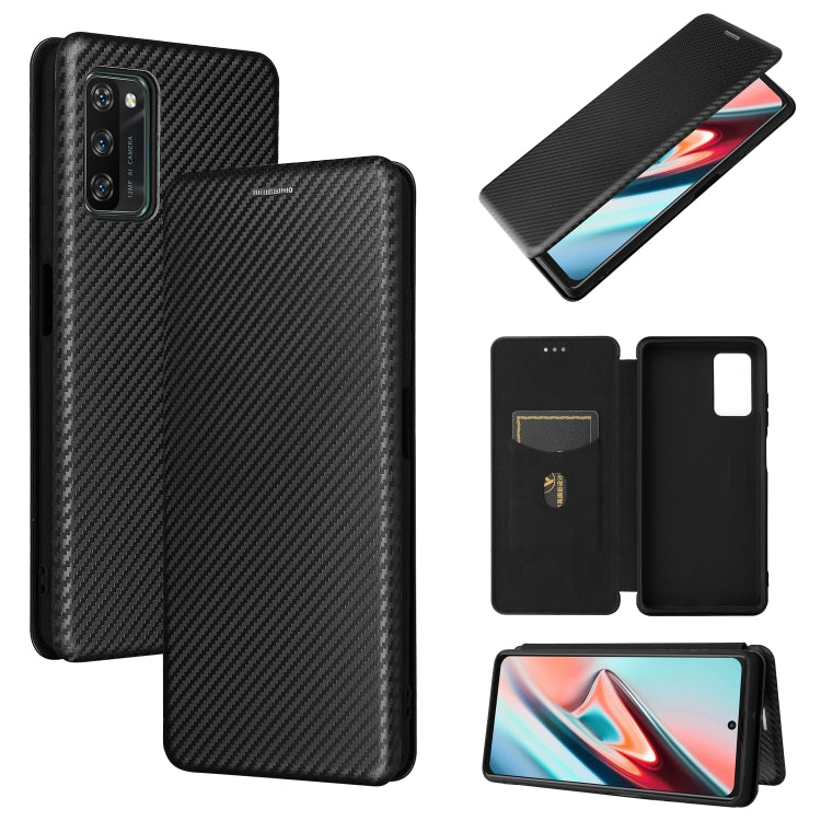 For Blackview A100 Carbon Fiber Texture Horizontal Flip TPU + PC + PU Leather Case with Card Slot