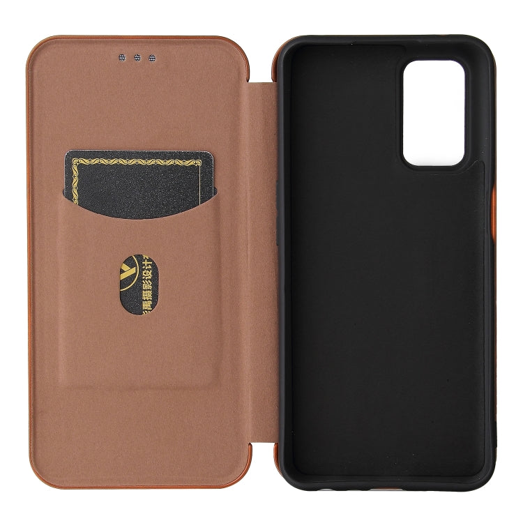 For OnePlus Nord N200 5G Carbon Fiber Texture Horizontal Flip TPU + PC + PU Leather Case with Card Slot