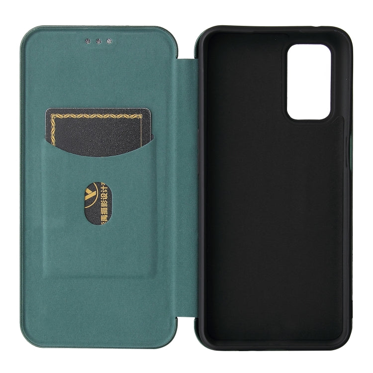 For OnePlus Nord N200 5G Carbon Fiber Texture Horizontal Flip TPU + PC + PU Leather Case with Card Slot