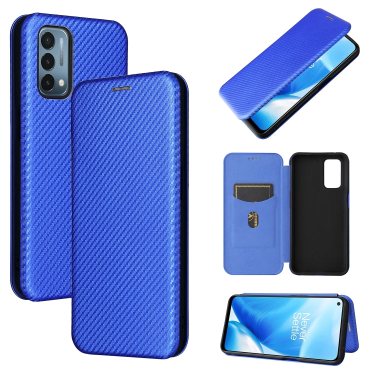 For OnePlus Nord N200 5G Carbon Fiber Texture Horizontal Flip TPU + PC + PU Leather Case with Card Slot