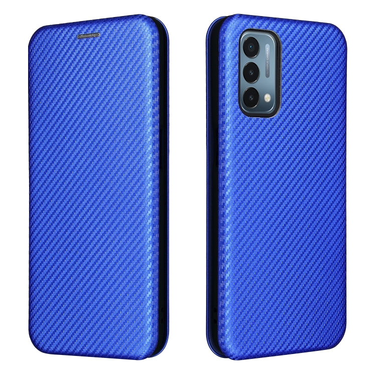 For OnePlus Nord N200 5G Carbon Fiber Texture Horizontal Flip TPU + PC + PU Leather Case with Card Slot