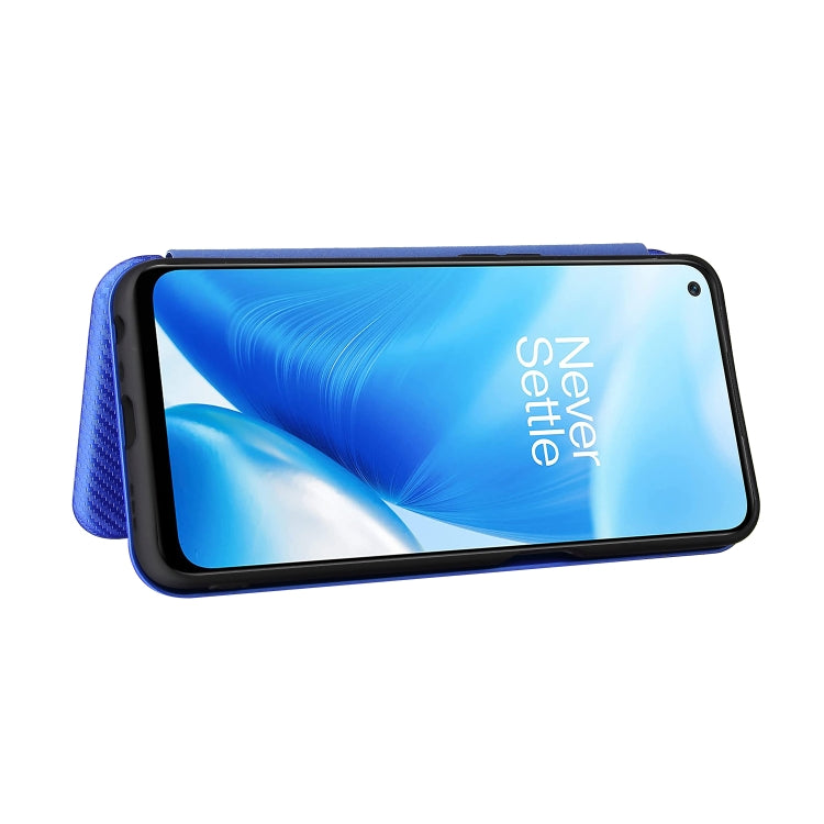 For OnePlus Nord N200 5G Carbon Fiber Texture Horizontal Flip TPU + PC + PU Leather Case with Card Slot