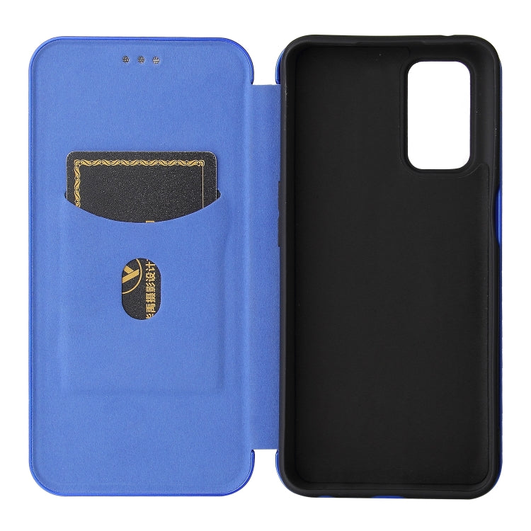 For OnePlus Nord N200 5G Carbon Fiber Texture Horizontal Flip TPU + PC + PU Leather Case with Card Slot