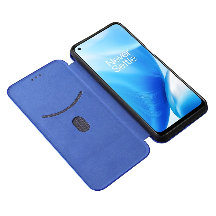 For OnePlus Nord N200 5G Carbon Fiber Texture Horizontal Flip TPU + PC + PU Leather Case with Card Slot