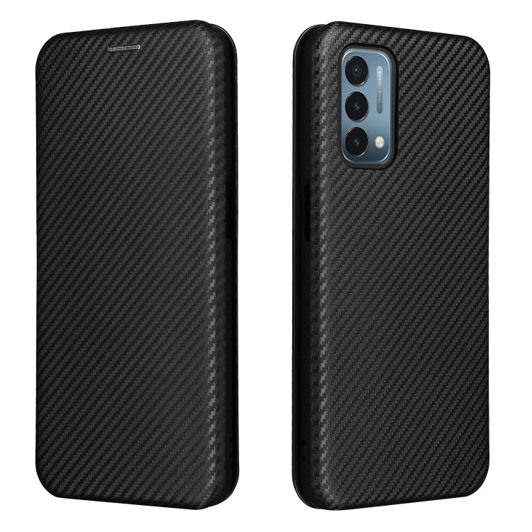 For OnePlus Nord N200 5G Carbon Fiber Texture Horizontal Flip TPU + PC + PU Leather Case with Card Slot