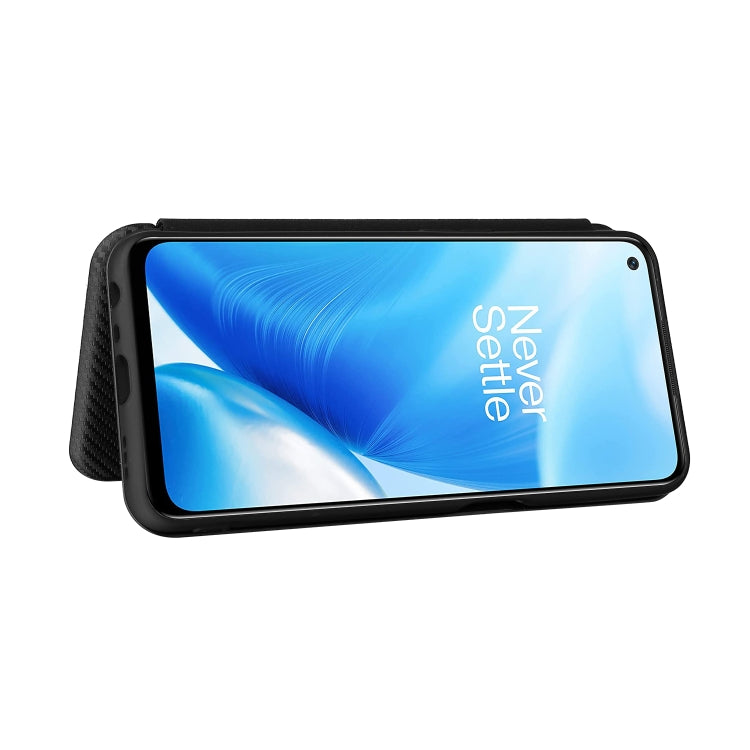 For OnePlus Nord N200 5G Carbon Fiber Texture Horizontal Flip TPU + PC + PU Leather Case with Card Slot