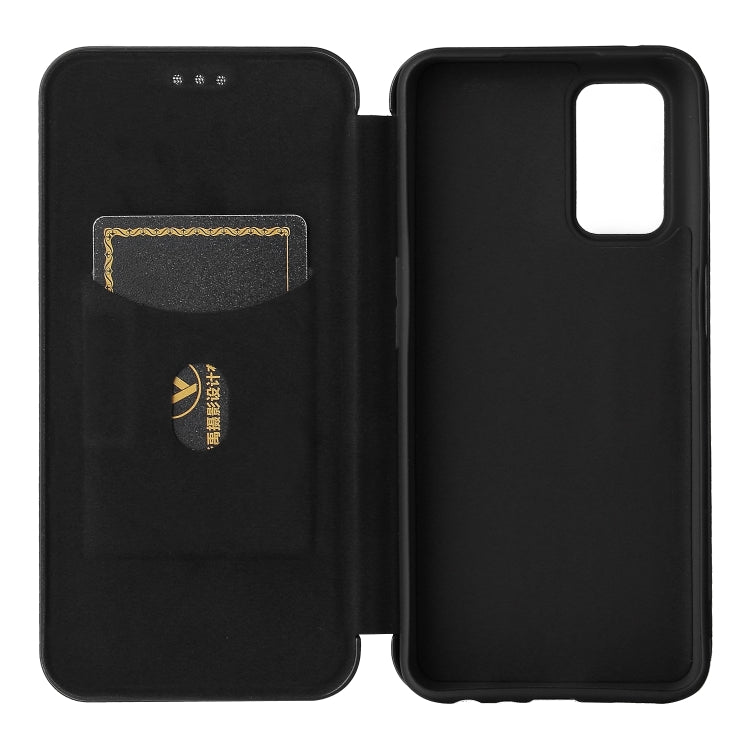 For OnePlus Nord N200 5G Carbon Fiber Texture Horizontal Flip TPU + PC + PU Leather Case with Card Slot
