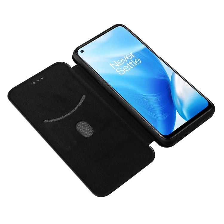For OnePlus Nord N200 5G Carbon Fiber Texture Horizontal Flip TPU + PC + PU Leather Case with Card Slot