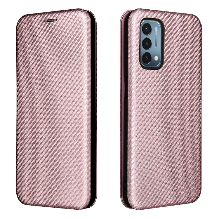 For OnePlus Nord N200 5G Carbon Fiber Texture Horizontal Flip TPU + PC + PU Leather Case with Card Slot