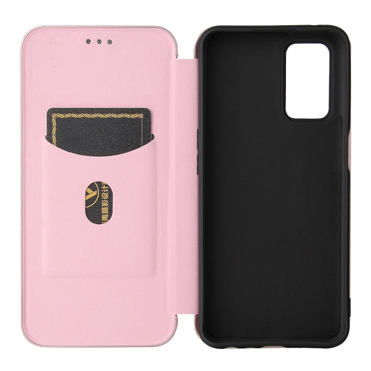 For OnePlus Nord N200 5G Carbon Fiber Texture Horizontal Flip TPU + PC + PU Leather Case with Card Slot