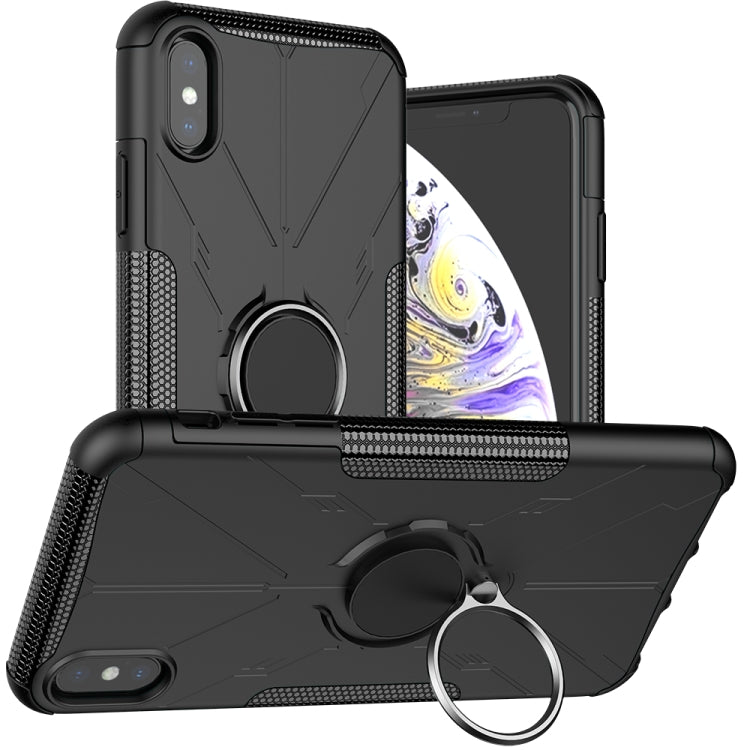 For iPhone XS Max Armor Bear Shockproof PC + TPU Protective Case with Ring Holder