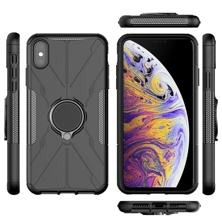 For iPhone XS Max Armor Bear Shockproof PC + TPU Protective Case with Ring Holder