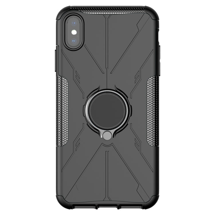 For iPhone XS Max Armor Bear Shockproof PC + TPU Protective Case with Ring Holder