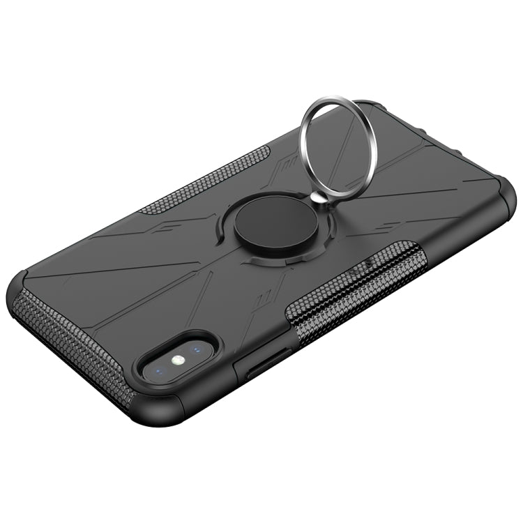 For iPhone XS Max Armor Bear Shockproof PC + TPU Protective Case with Ring Holder