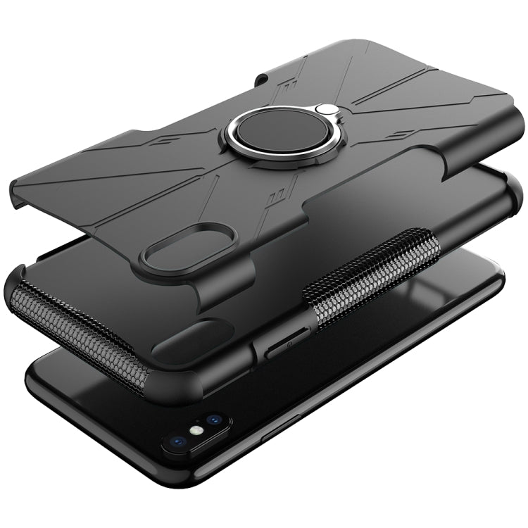 For iPhone XS Max Armor Bear Shockproof PC + TPU Protective Case with Ring Holder