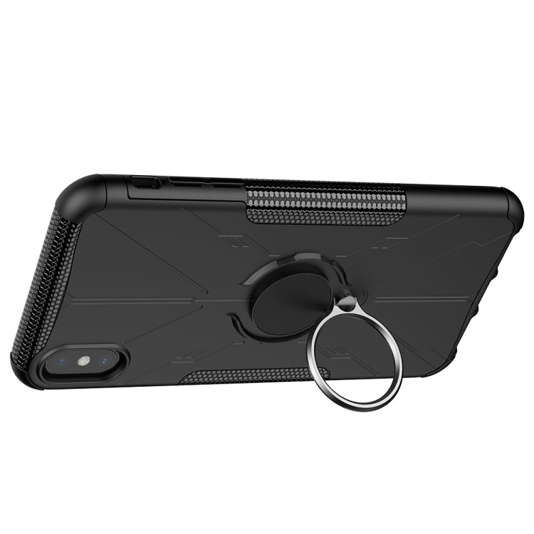 For iPhone XS Max Armor Bear Shockproof PC + TPU Protective Case with Ring Holder
