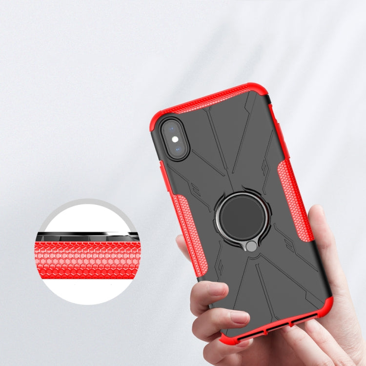 For iPhone XS Max Armor Bear Shockproof PC + TPU Protective Case with Ring Holder