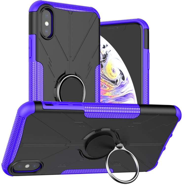 For iPhone XS Max Armor Bear Shockproof PC + TPU Protective Case with Ring Holder