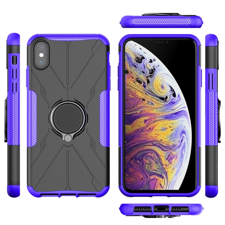 For iPhone XS Max Armor Bear Shockproof PC + TPU Protective Case with Ring Holder