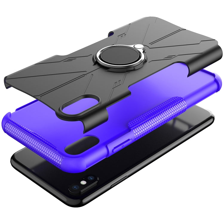 For iPhone XS Max Armor Bear Shockproof PC + TPU Protective Case with Ring Holder