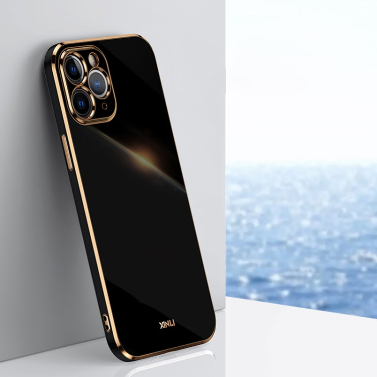 For iPhone 11 Pro Max XINLI Straight 6D Plating Gold Edge TPU Shockproof Case