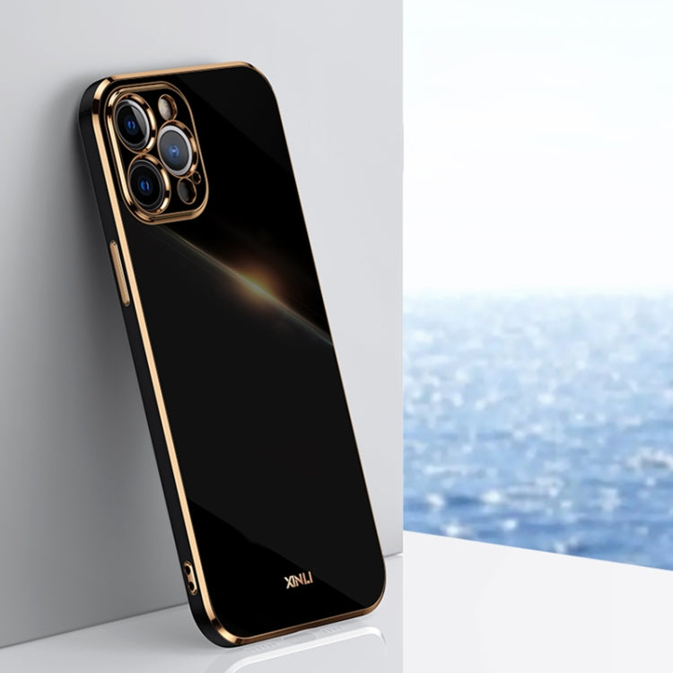 For iPhone 12 Pro Max XINLI Straight 6D Plating Gold Edge TPU Shockproof Case