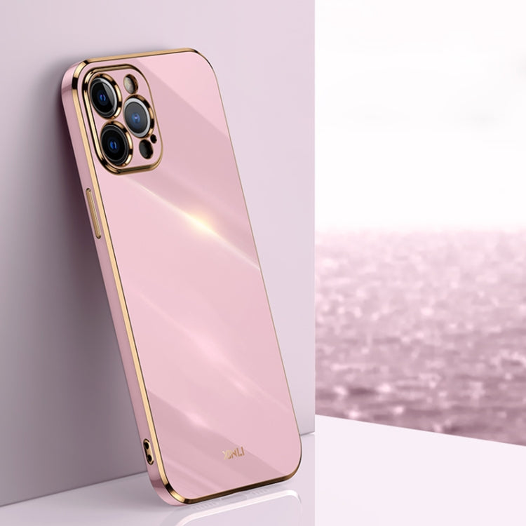 For iPhone 12 Pro Max XINLI Straight 6D Plating Gold Edge TPU Shockproof Case