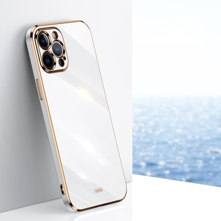 For iPhone 12 Pro Max XINLI Straight 6D Plating Gold Edge TPU Shockproof Case
