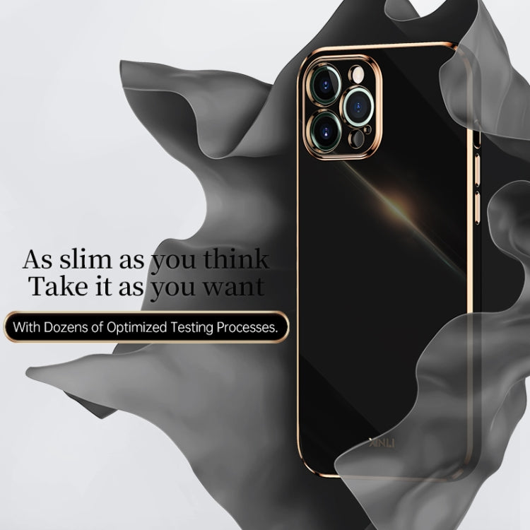 For iPhone 12 Pro Max XINLI Straight 6D Plating Gold Edge TPU Shockproof Case