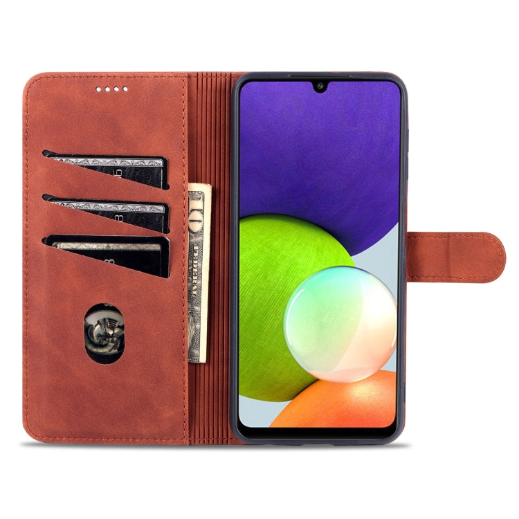 For Samsung Galaxy A22 4G AZNS Skin Feel Calf Texture Horizontal Flip Leather Case with Card Slots & Holder & Wallet