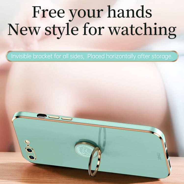 XINLI Straight 6D Plating Gold Edge TPU Shockproof Case with Ring Holder For iPhone 6 / 6s