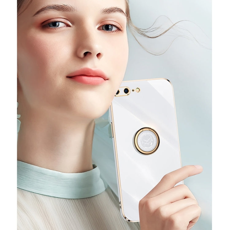XINLI Straight 6D Plating Gold Edge TPU Shockproof Case with Ring Holder For iPhone 6 / 6s