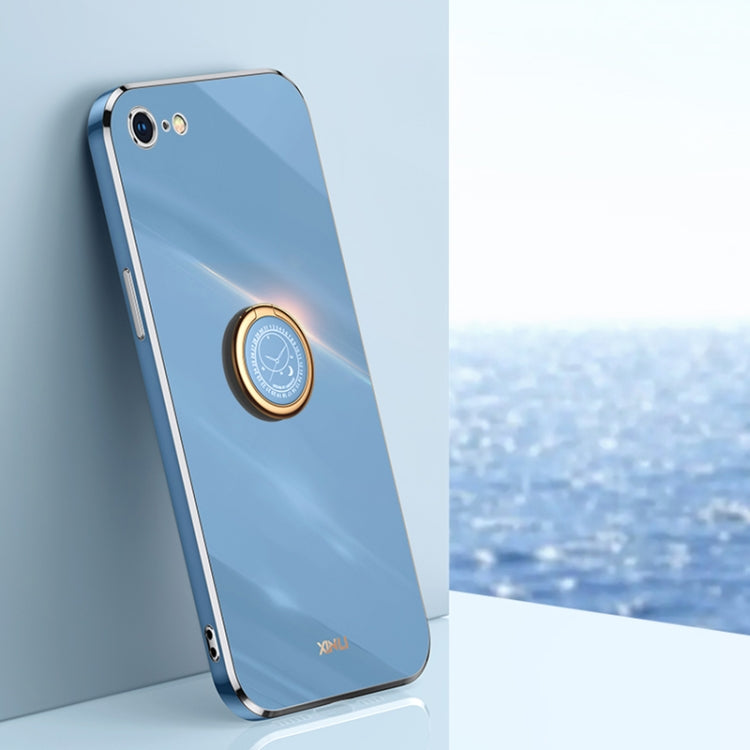 XINLI Straight 6D Plating Gold Edge TPU Shockproof Case with Ring Holder For iPhone 6 Plus / 6s Plus